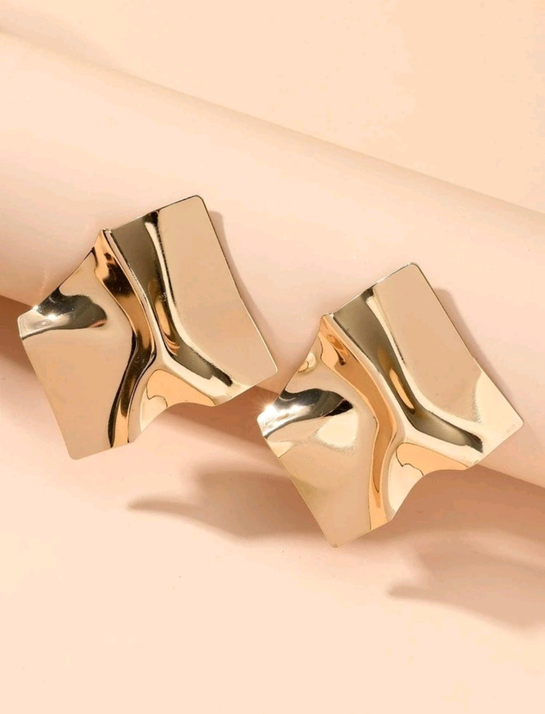 Crinkled Gold Luxe Stud Earrings