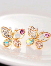 Load image into Gallery viewer, Colorful Rhinestone Butterfly Earrings
