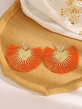 Load image into Gallery viewer, Orange Fan Tassel Earrings
