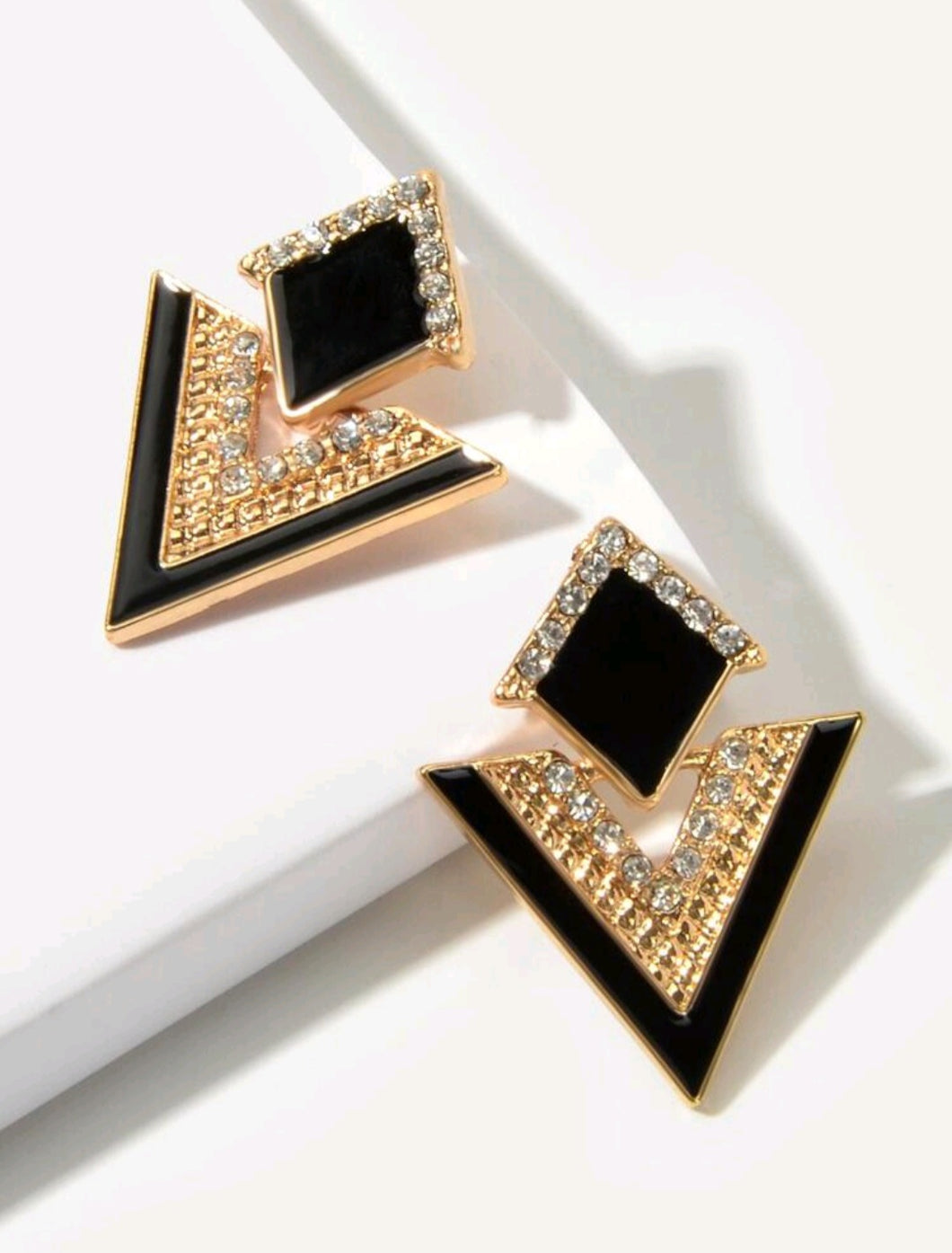Black and Gold Geometric Earrings