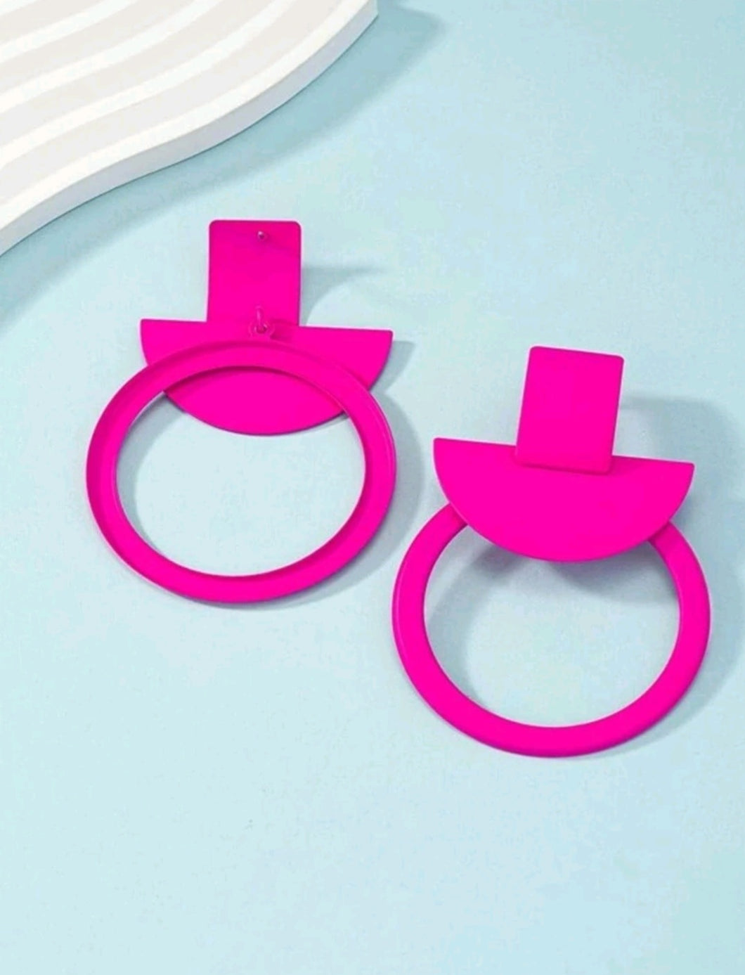 Pink Geo Hoop Earrings