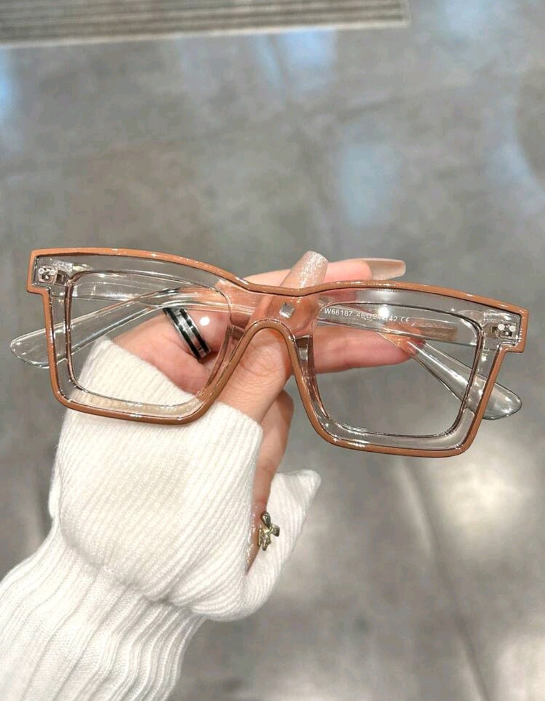 Clear and Khaki Cartoon Inspired Glasses