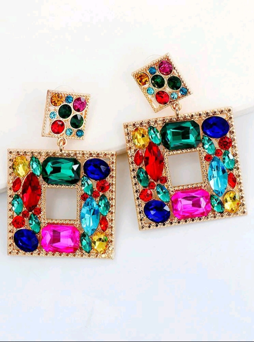 Colorful Square Drop Earrings